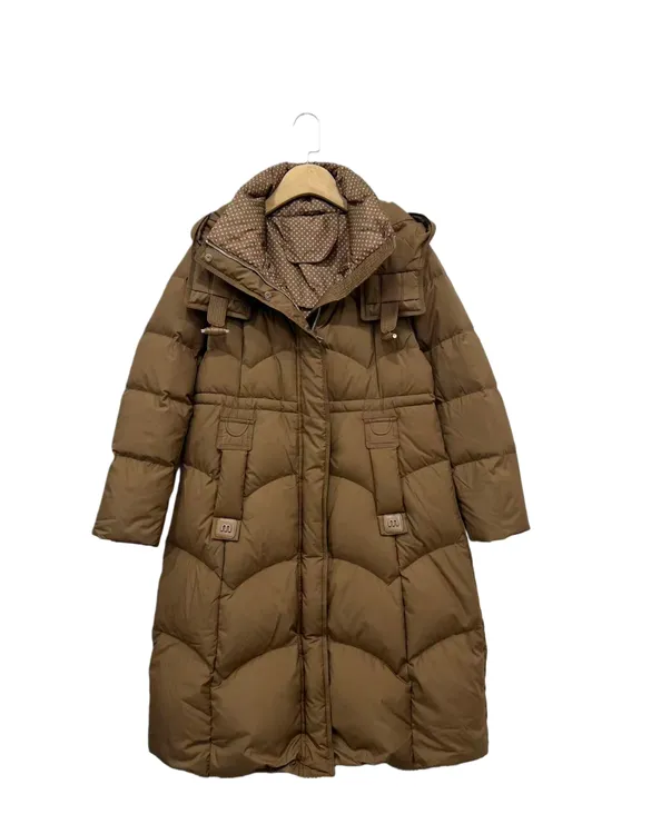 D  339  长款  连帽  纯色  高级感  时尚  羽绒服