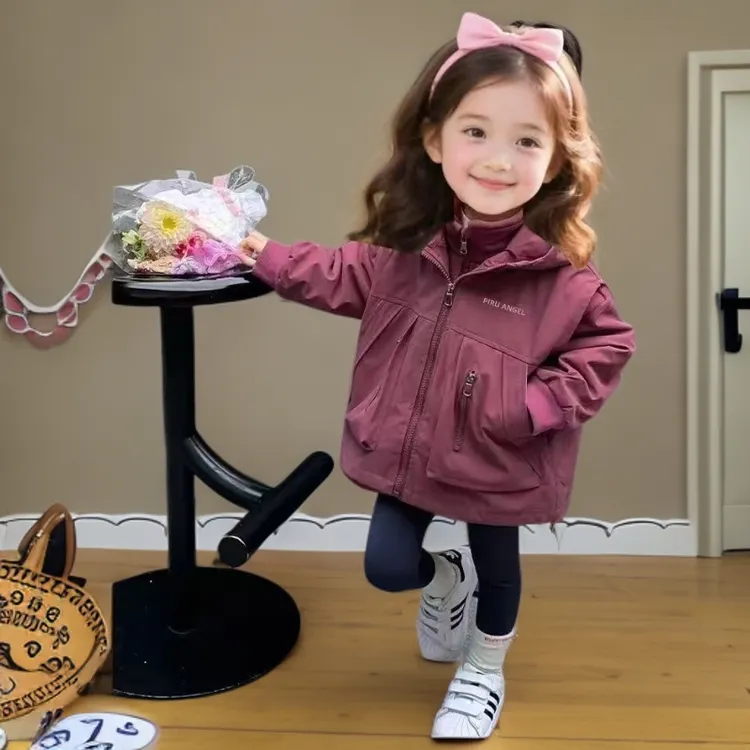 2025女童外套中小童秋季新款小女孩洋气秋装儿童冲锋衣马甲两件套