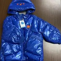 连帽时尚亮面蓝色免洗羽羽外套