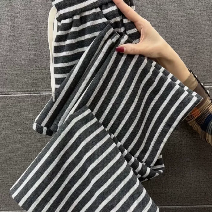 洋气横条休闲裤9908