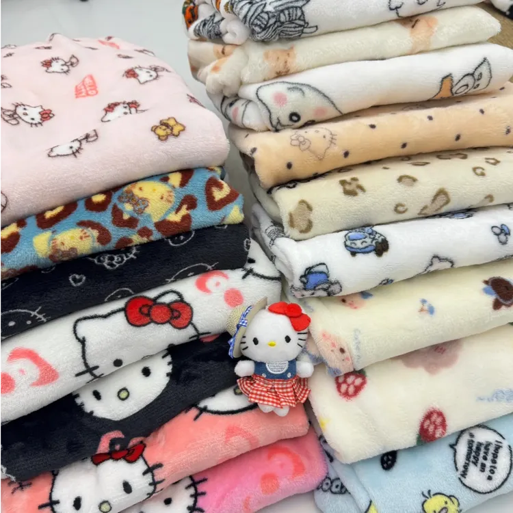 法兰绒睡裤女秋冬加绒加厚珊瑚绒卡通保暖家居裤