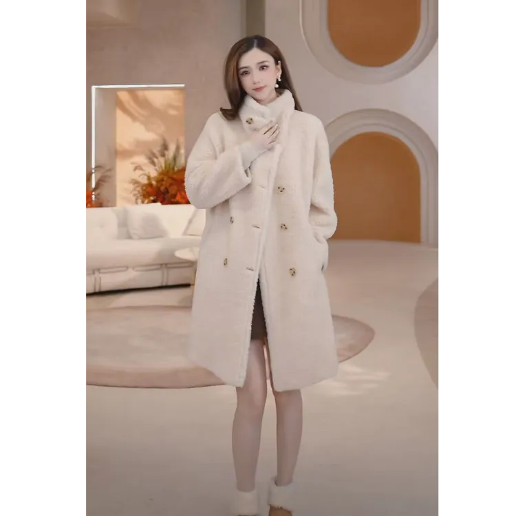 COCO BECCI【卡布奇诺】100绵羊毛皮毛一体两面穿外套CFLJD100267