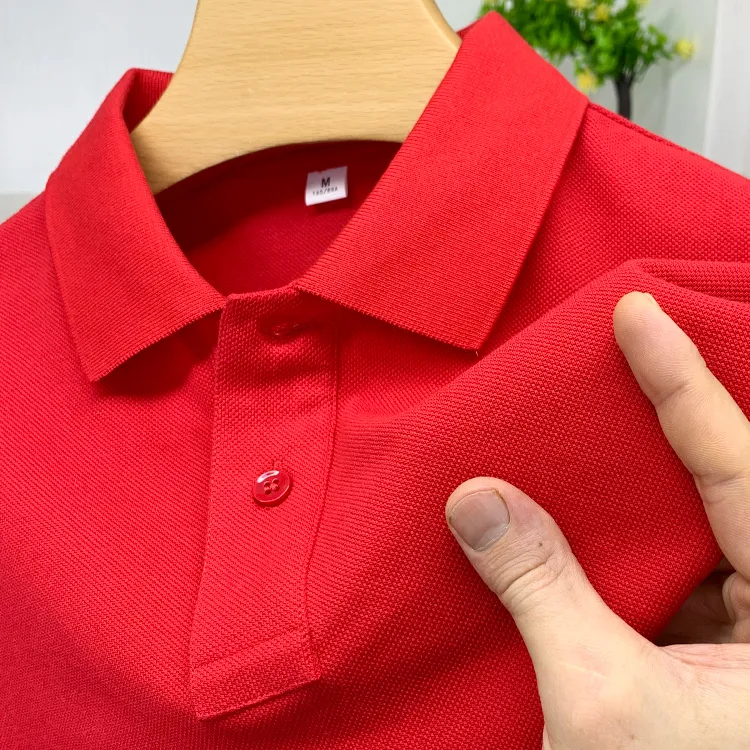 BOY NORMAN高端男士100%棉翻领开叉短袖POLO衫夏季纯色丝光棉t恤