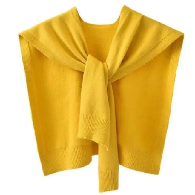 网红时尚百搭纯色韩版交叉外搭针织披肩女春秋搭卫衣搭肩装饰坎肩