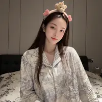 SIEOYJIEA/私迹大榕家viki【白森林满印】珍珠绒保暖柔软情侣睡衣