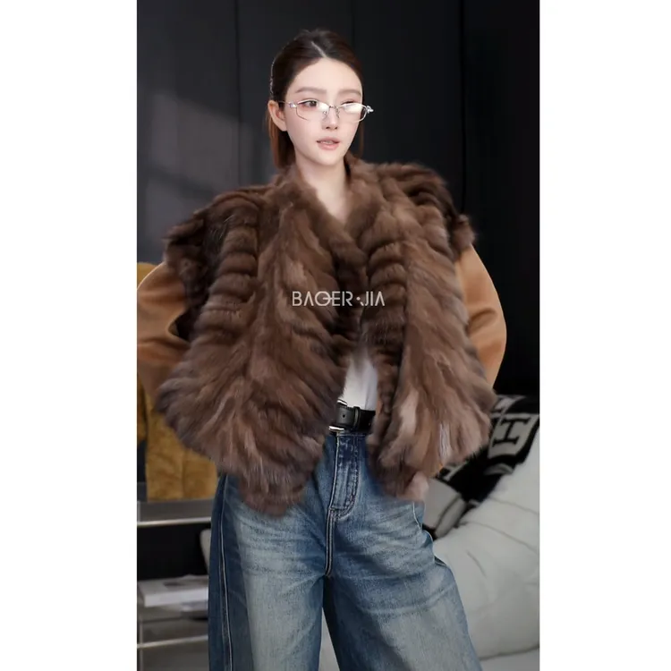 30-【人上人】宝儿家含幂BH37625411XQ俄罗斯进口紫水貂山羊绒双穿