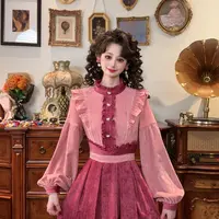 专场现货 一生罗曼【一眼心动】法式复古温柔气质撞色连衣裙Y4291