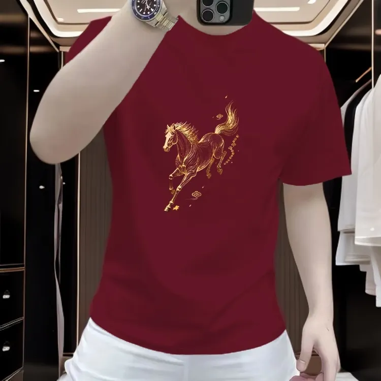 重磅轻奢夏季男士新款短袖纯棉T恤2025休闲百搭宽松圆领印花上衣