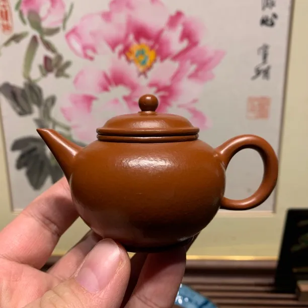 宜兴紫砂壶经典孟臣款小水平容量80cc原矿红卫朱泥手工原矿紫砂壶