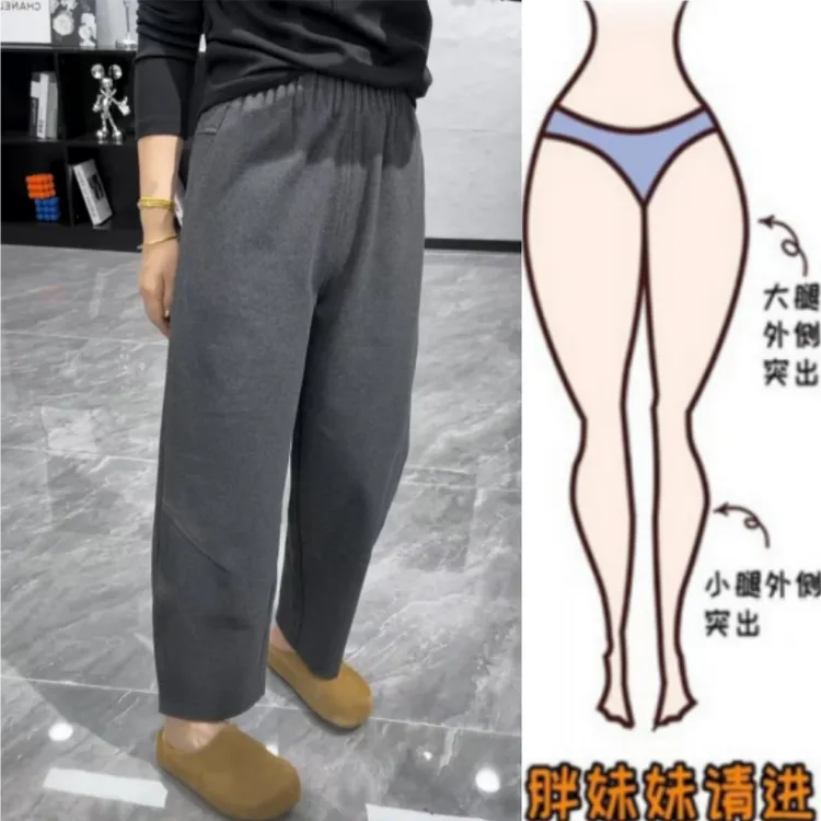 格洛森女装秋季新款高腰显瘦小个子九分奶奶裤时尚百搭阔腿休闲裤