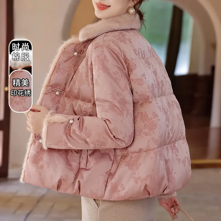 时尚新中式妈妈羽绒棉服冬装国风棉袄洋气中老年人秋冬棉衣外套女