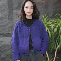 JJ厚款炒色棉衣长袖女保暖短款棉衣棉服蓝色复古网红立领