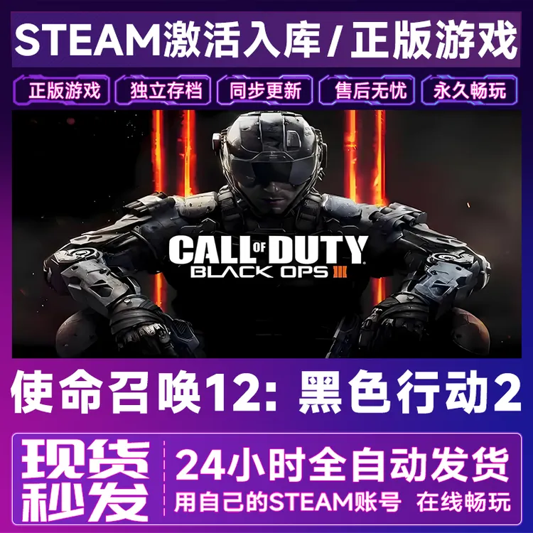 【steam游戏】使命召唤12：黑色行动CDKey在线电脑游戏全dlc全区入库