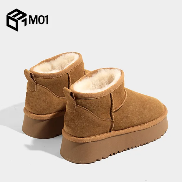M01女鞋桑坡时尚百搭2025新款雪地靴女厚底冬季短靴加绒东北棉靴