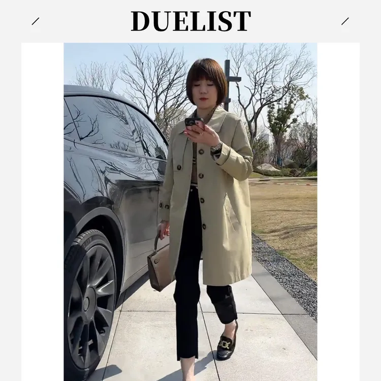 DUELIST新款夏气质休闲风衣外套女中长款韩版宽松显瘦小个子大衣