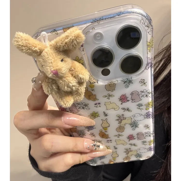 满屏花朵兔子适用苹果17promax手机壳iPhone15华为OPPO小米VIVO壳