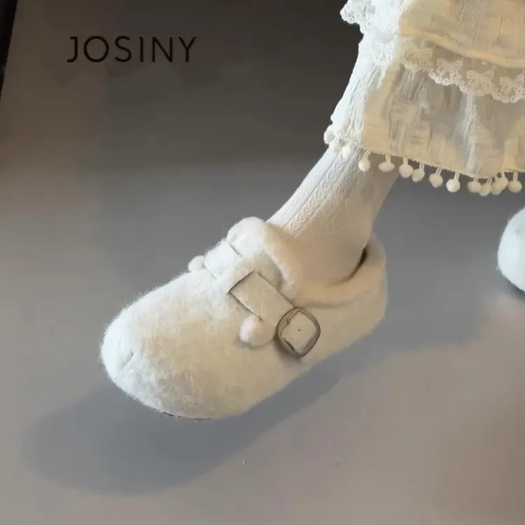 卓诗尼【断码清仓】百搭加绒勃肯鞋女2025秋冬季新款毛毛半拖鞋棉鞋