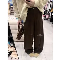 晶咕【枫糖拿铁】复古高腰灯芯绒宽松阔腿裤