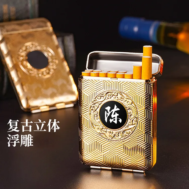 浴血黑帮谢尔比金色塑料三开烟夹高档复古男女士雕刻带盖便携花纹