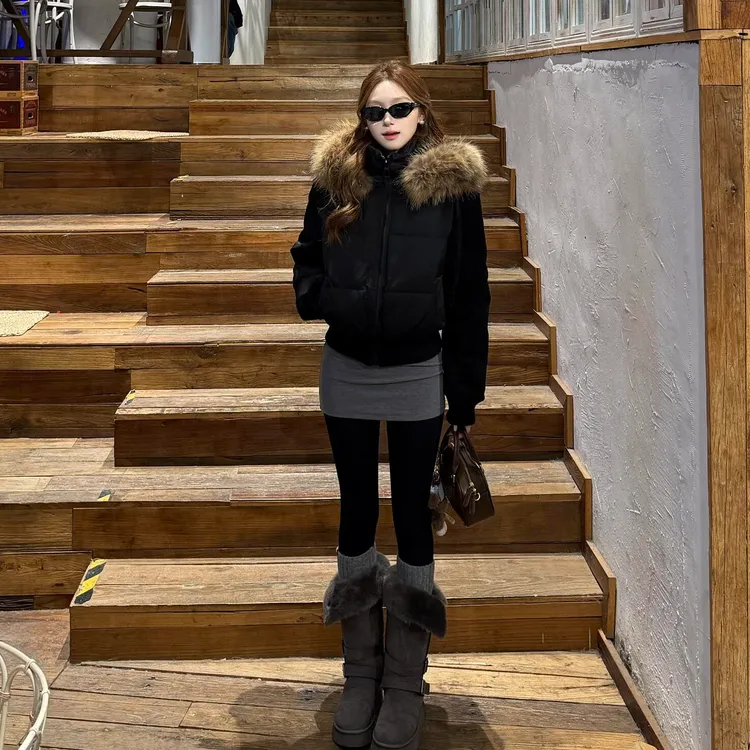 棉服女2025年冬季新款韩系短款加厚宽松毛领显瘦时尚百搭棉衣外套