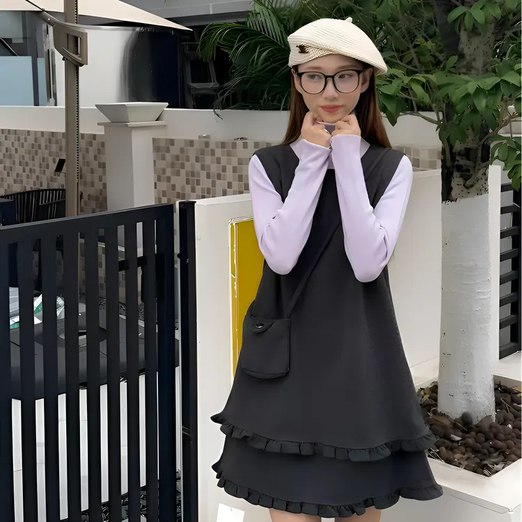 休闲风街头风通勤时尚套装宽松百搭显瘦秋冬季气质打底连衣裙三件