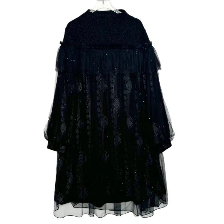 鑫鑫2025新款晚宴场合女装气质轻奢中长款连衣裙拼接针织裙子1555