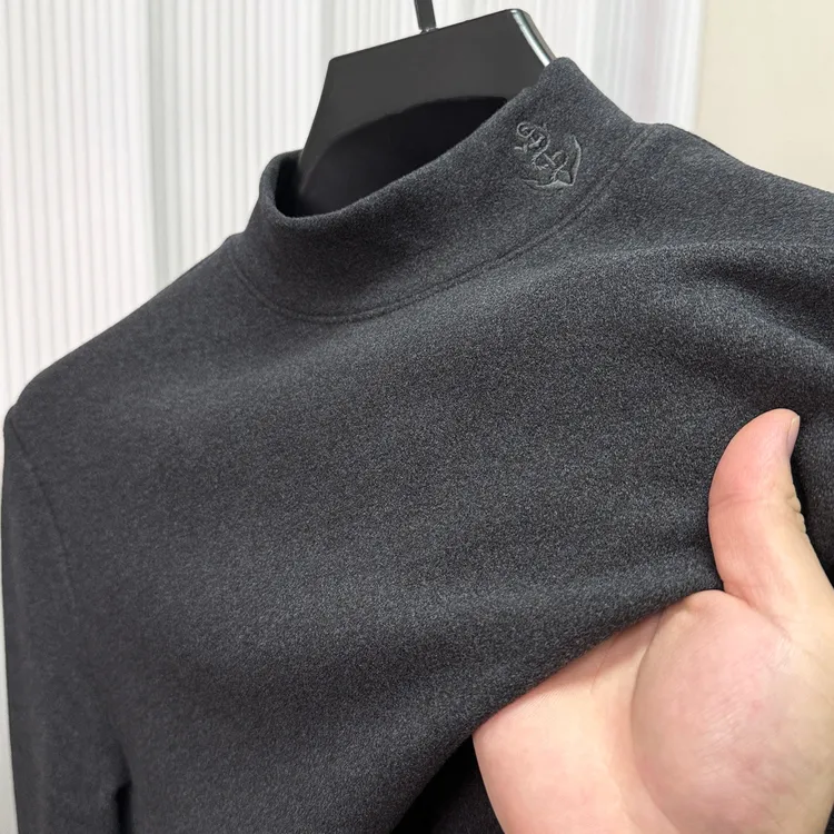 Zero Degree North半高领刺绣双面德绒男士秋冬打底衫保暖内搭潮