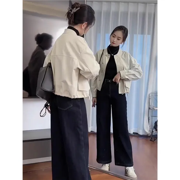 工装外套女短款秋季新款韩系宽松休闲显瘦小个子时尚夹克上衣