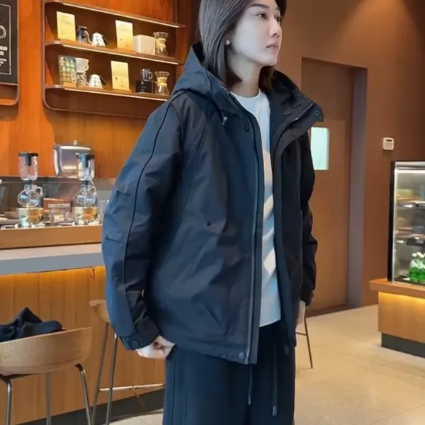 冬季新款工装连帽薄棉外套男士简约时尚防风二棉冲锋衣保暖棉服