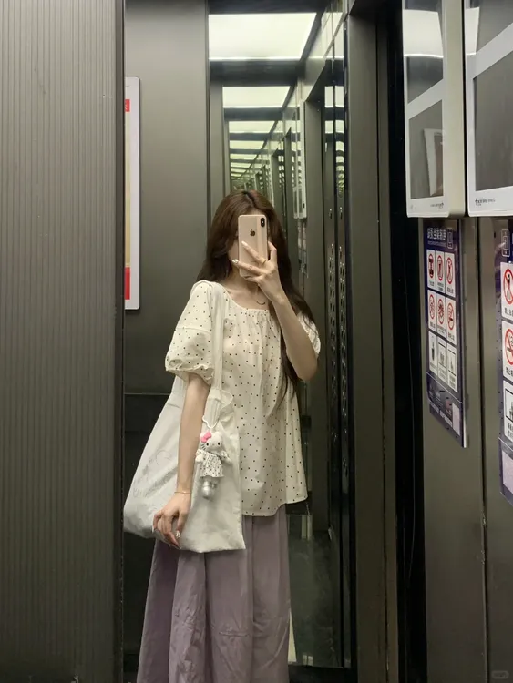 2025夏季新款韩系穿搭一整套女波点圆领衬衫搭配半身裙显瘦两件套