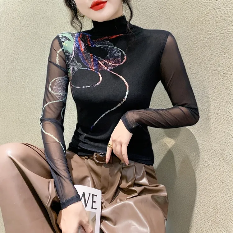 秋冬内搭可外穿网纱打底衫女款爆款2025新款独特漂亮小衫洋气上衣