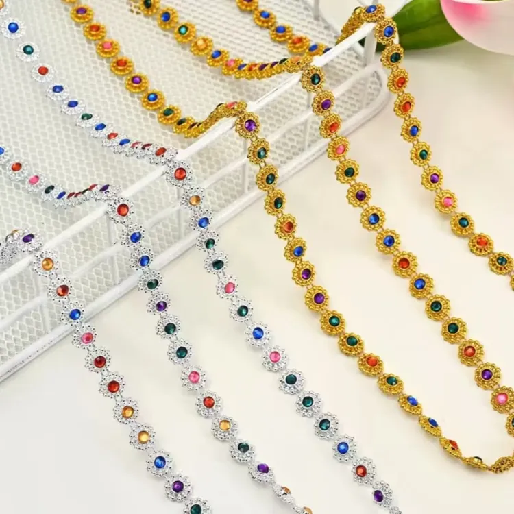 1cm梅花镶钻花边手工装饰材料·