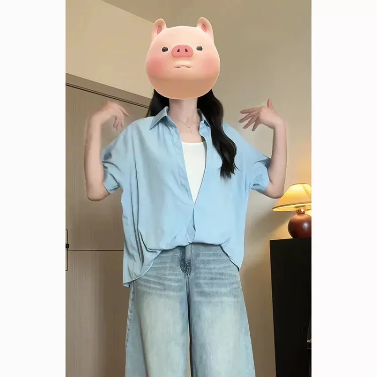 2025夏新款胖mm大码女时尚休闲两件套撞色别致小衫短袖上衣显瘦