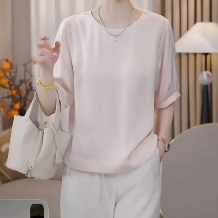 设计感镂空花边设计小衫上衣女2025夏季新款显瘦上衣百搭休闲小众