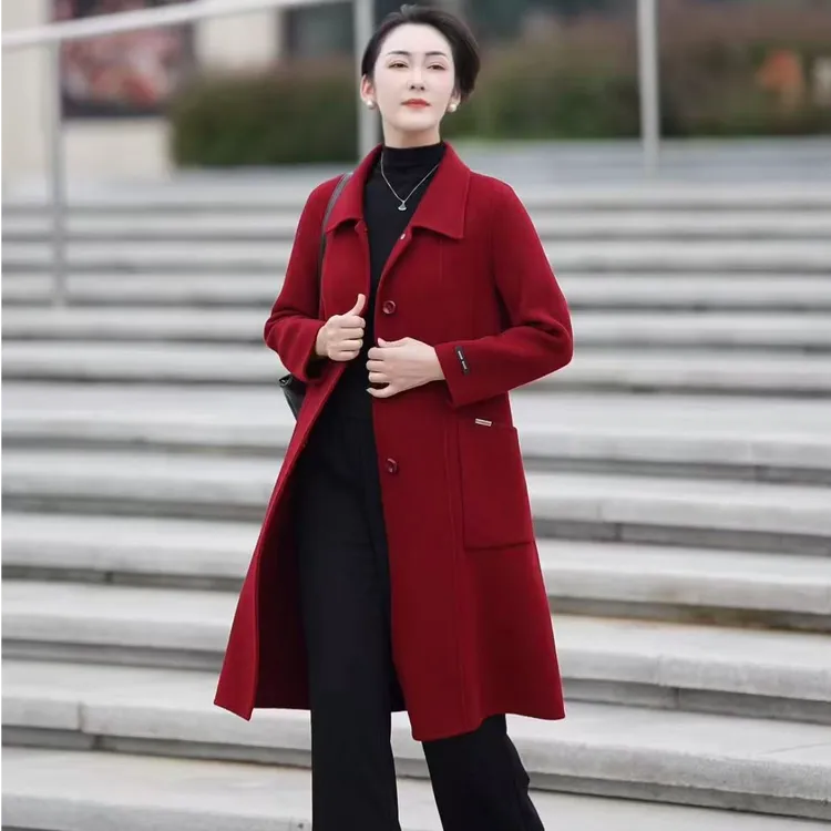 Xuanzi/萱兹【100%纯羊毛】中长款双面羊毛大衣韩版高端气质百搭G