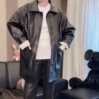 【薇语莎】秋季新款时尚百搭休闲洗水定制皮衣女士黑色