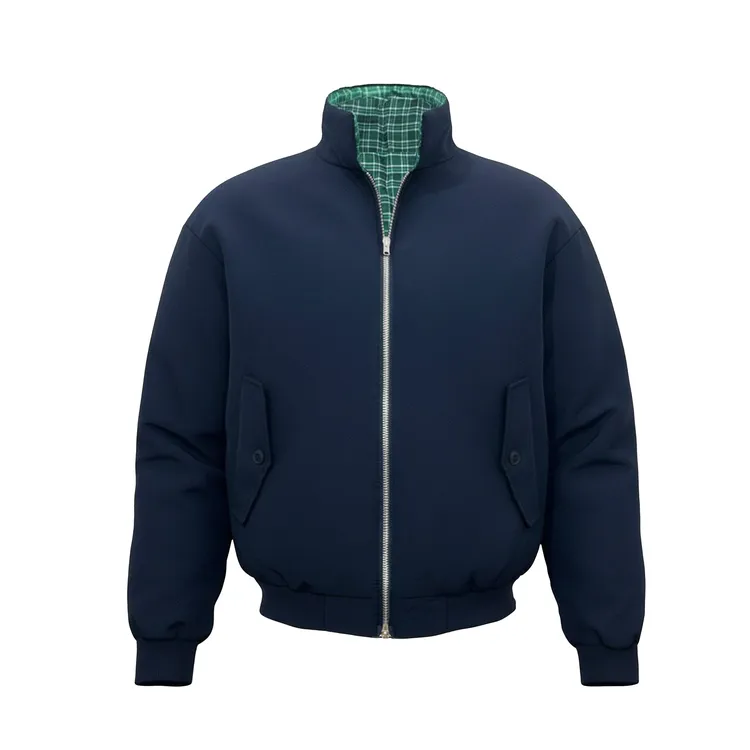 DehzFW25cleanfit短款秋冬立领加厚夹棉服男格子拼色双拉链棉衣男