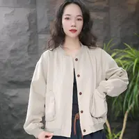 JJ单排扣女长袖不起球秋季短外套开衫简约宽松女装韩版休闲