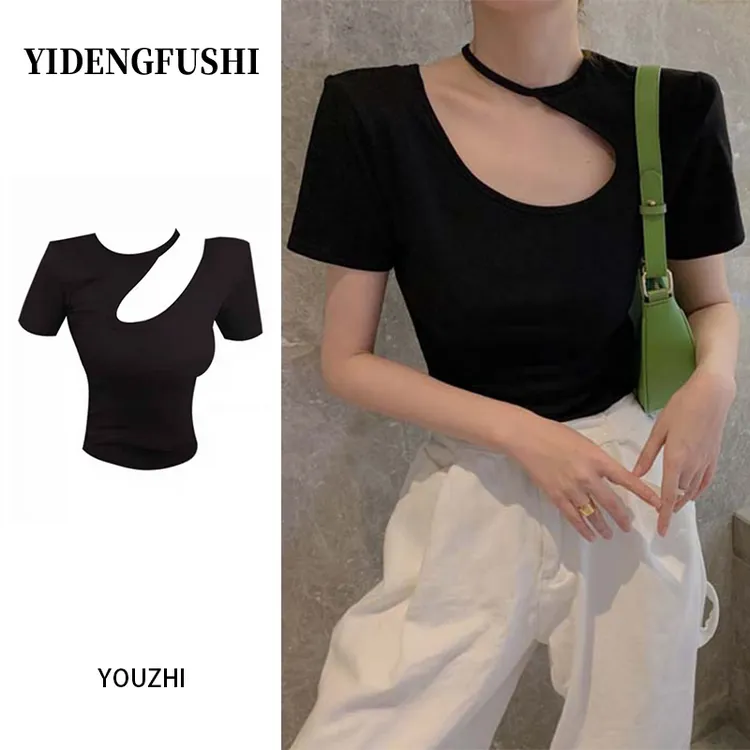 性感修身辣妹风短袖T恤夏季新款镂空设计感小众别致百搭潮流上衣