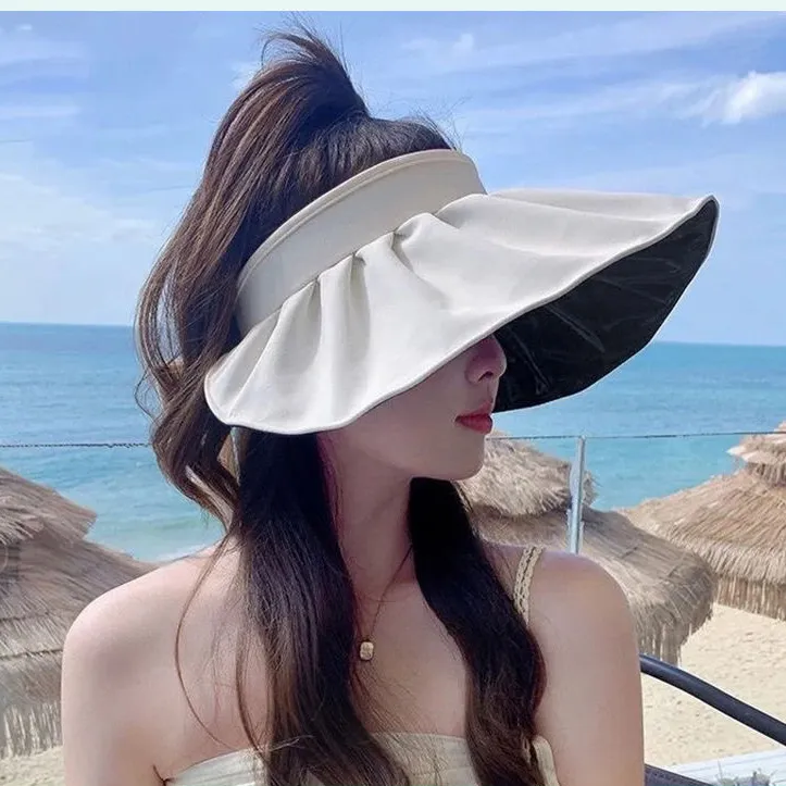 防晒帽女夏季防紫外线空顶贝壳帽夏天遮阳百搭遮脸太阳帽子