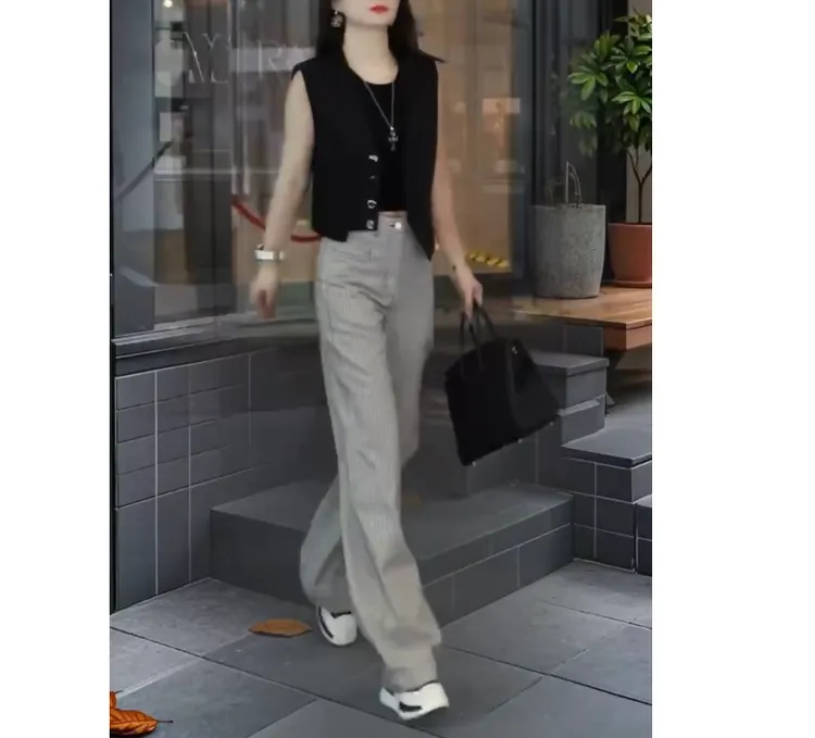 2025春季新款时尚女装网红气质修身百搭洋气马甲裤子女Gt