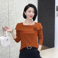 【韩紫朵 】2025早秋款网红款炸街洋气方领长袖上衣88508