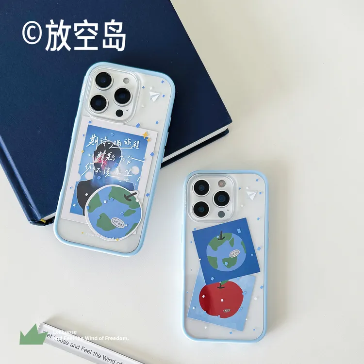 放空岛原创丨＜第二人生蓝白礼花＞贝贝壳透明手机壳iPhone17pro