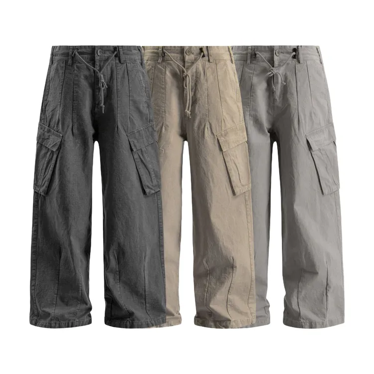 Lxmeng|美式复古洗水做旧工装裤男女潮牌宽松直筒阔腿休闲裤子