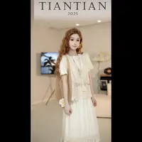 【一口甜专属】波西米亚度假风叠穿蕾丝镂空罩衫半身裙套装三件套女