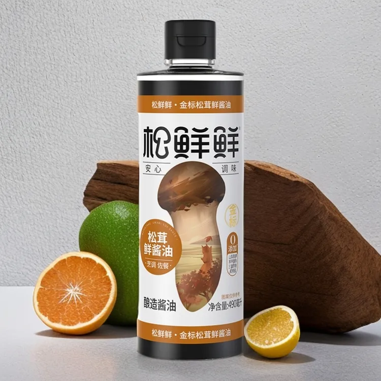 松鲜鲜金标松茸鲜酱油490ml酿造酱油生抽炒菜红烧家用调味品