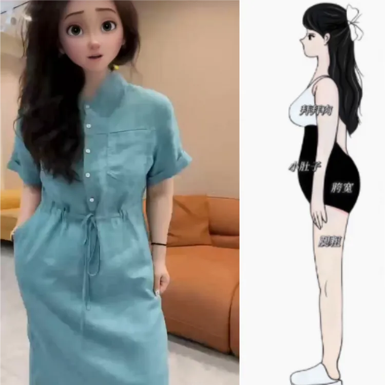 女装夏季新款薄款宽松显瘦抽绳前排扣透气舒适时尚气质连衣中长裙