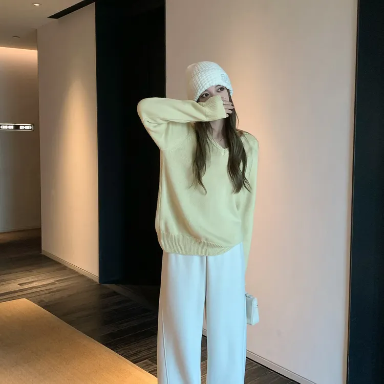 2025秋冬新款加厚慵懒感宽松极简风休闲针织毛衣百搭简约显瘦上衣