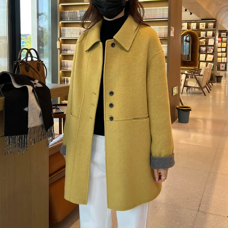 简约百搭可拆卸羽绒内胆秋冬时尚90白鸭绒羊毛大衣毛呢外套N696