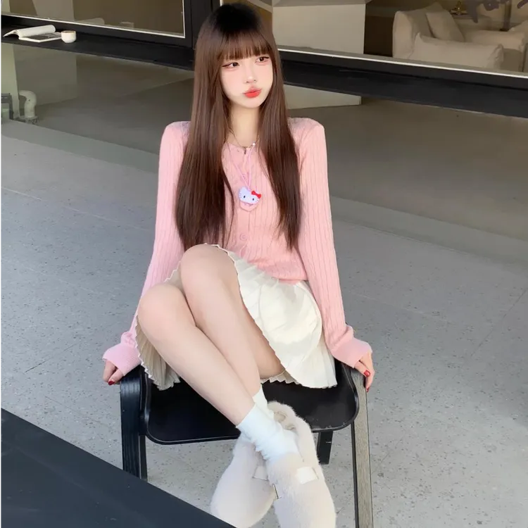 2025早春季时尚新款韩系通勤减龄甜美针织百搭上衣显瘦温柔裙子女